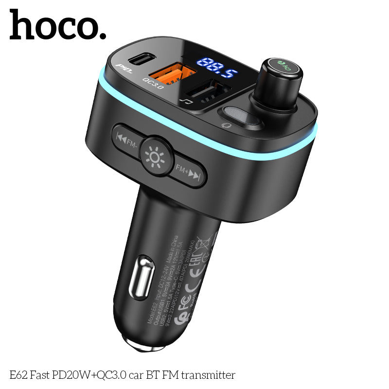 HD_SYNC:E62 Fast PD20W+QC3.0 car BT FM transmitter