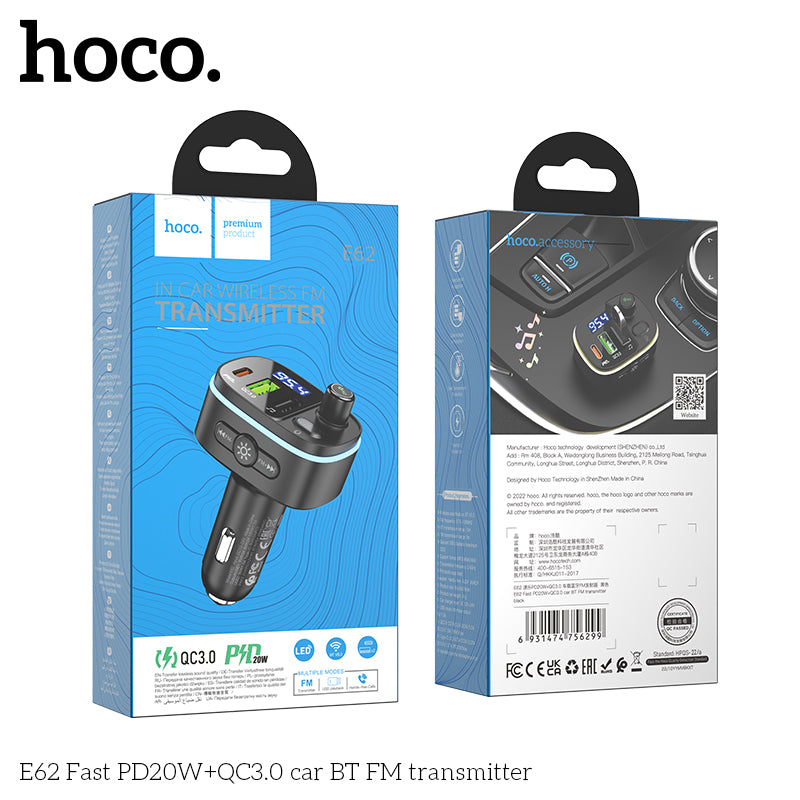 HD_SYNC:E62 Fast PD20W+QC3.0 car BT FM transmitter