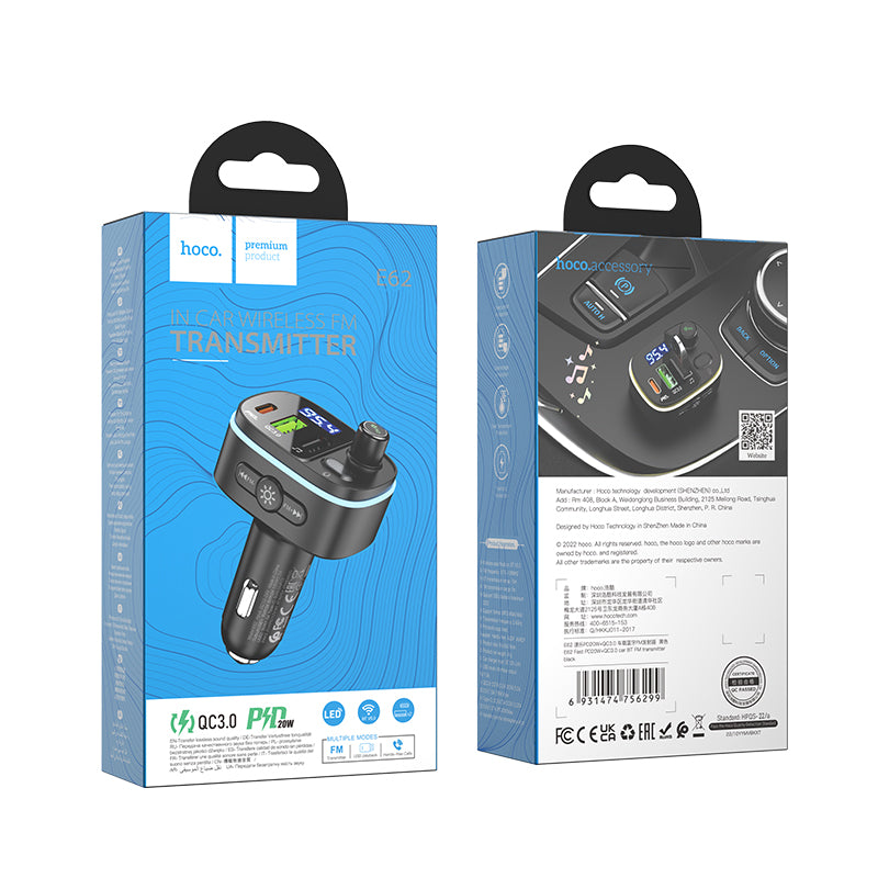 HD_SYNC:E62 Fast PD20W+QC3.0 car BT FM transmitter
