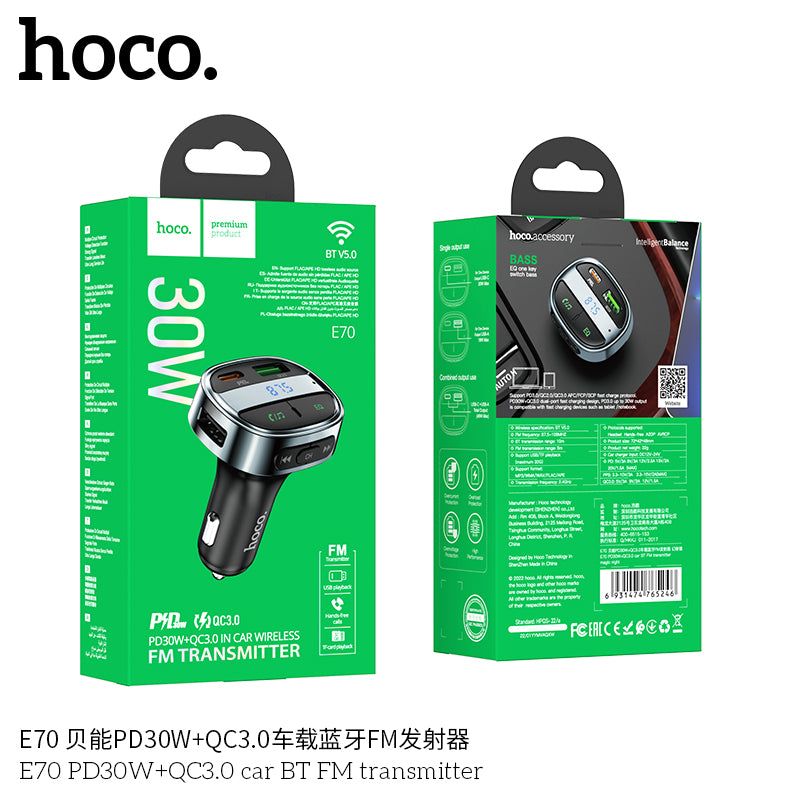 HD_SYNC:E70 PD30W+QC3.0 car BT FM transmitter