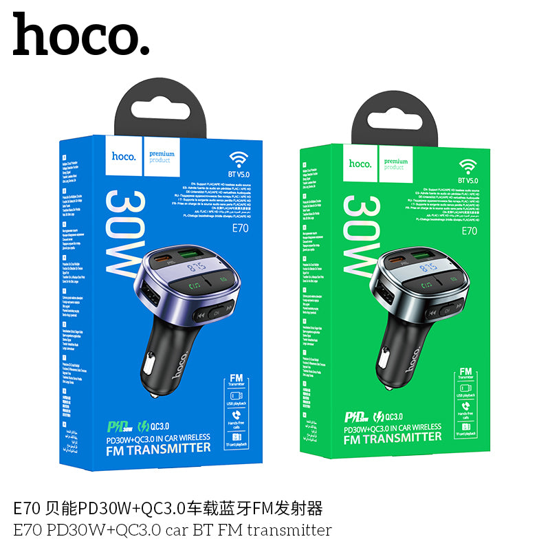 HD_SYNC:E70 PD30W+QC3.0 car BT FM transmitter