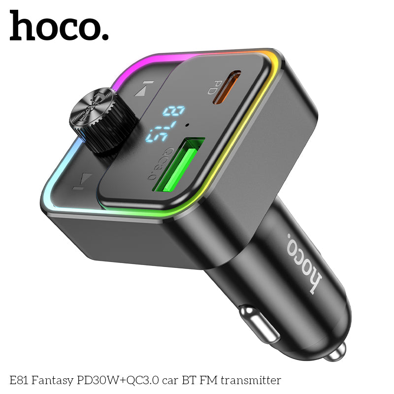 HD_SYNC:E81 Fantasy PD30W+QC3.0 car BT FM transmitter
