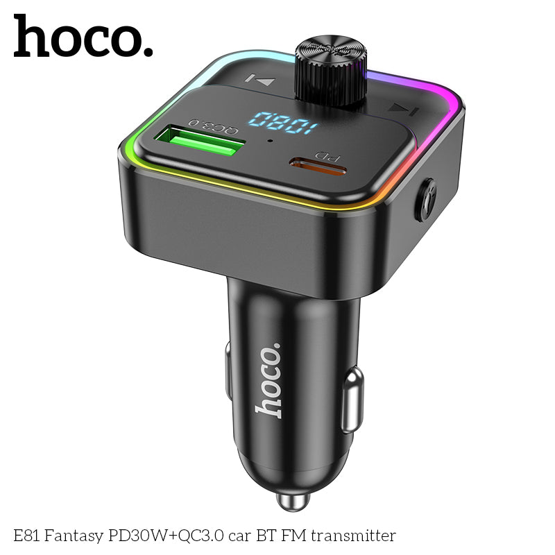 HD_SYNC:E81 Fantasy PD30W+QC3.0 car BT FM transmitter