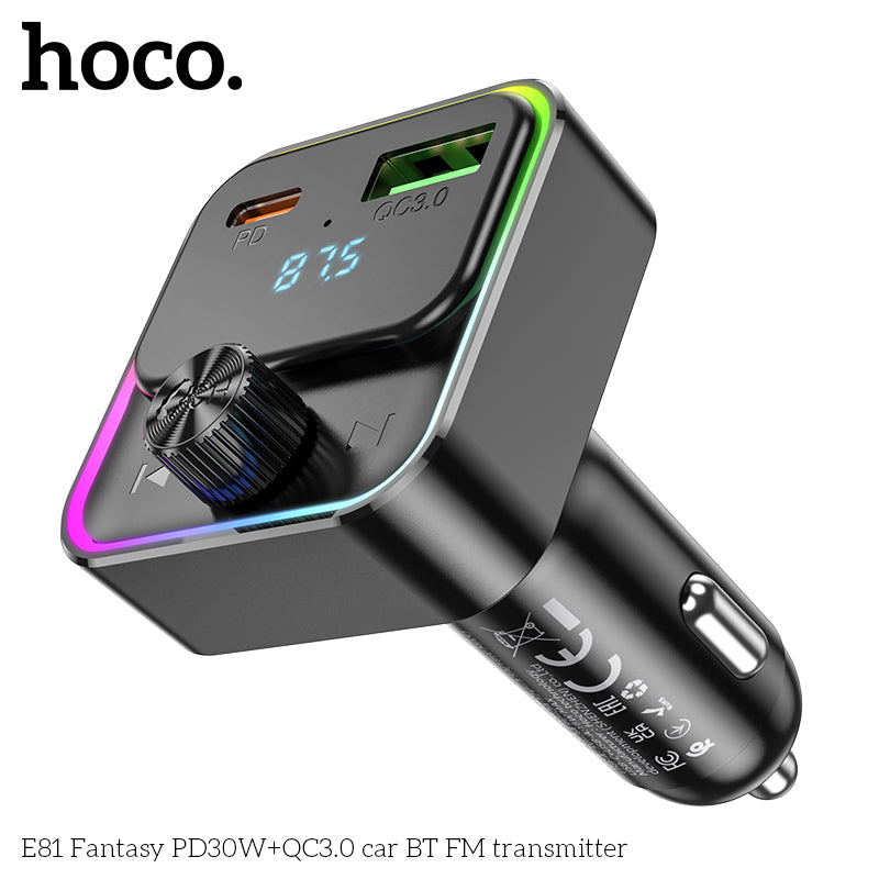 HD_SYNC:E81 Fantasy PD30W+QC3.0 car BT FM transmitter