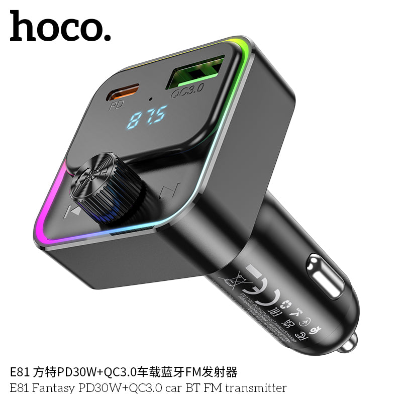 HD_SYNC:E81 Fantasy PD30W+QC3.0 car BT FM transmitter