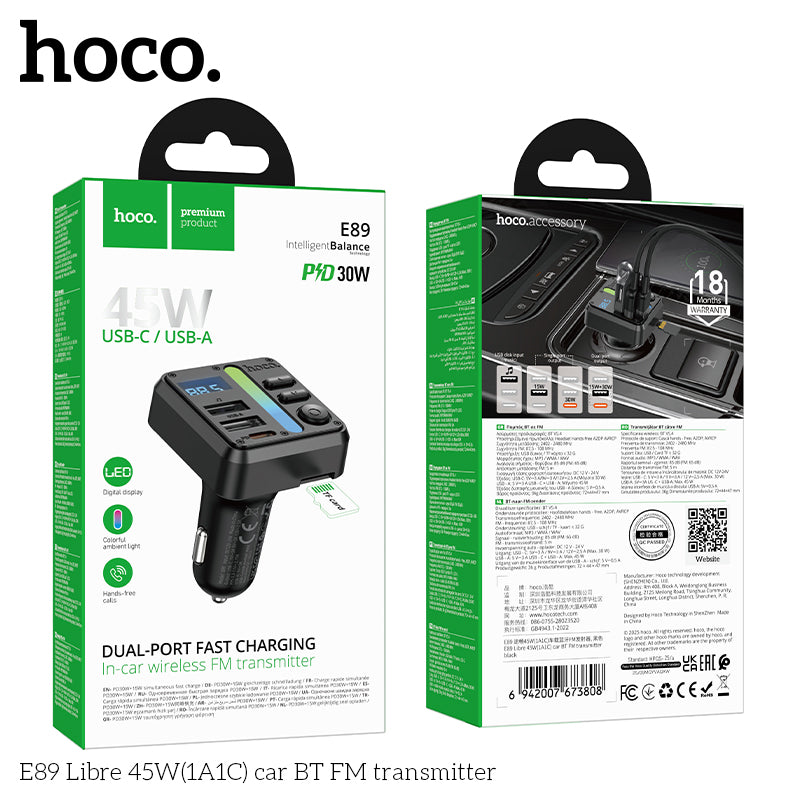 HD_SYNC:E89 Libre 45W(1A1C) car BT FM transmitter