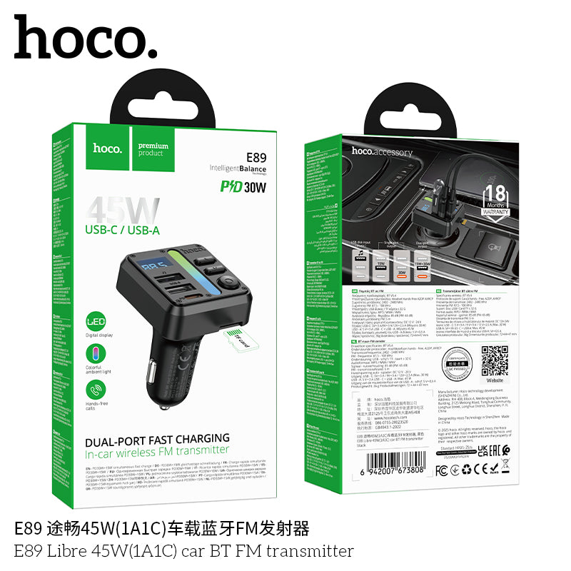 HD_SYNC:E89 Libre 45W(1A1C) car BT FM transmitter