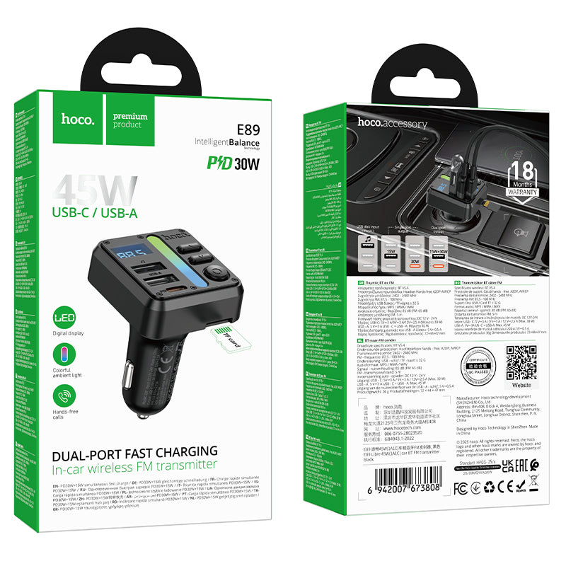 HD_SYNC:E89 Libre 45W(1A1C) car BT FM transmitter