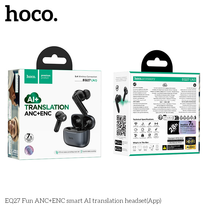 HD_SYNC:EQ27 Fun ANC+ENC smart AI translation headset（APP)