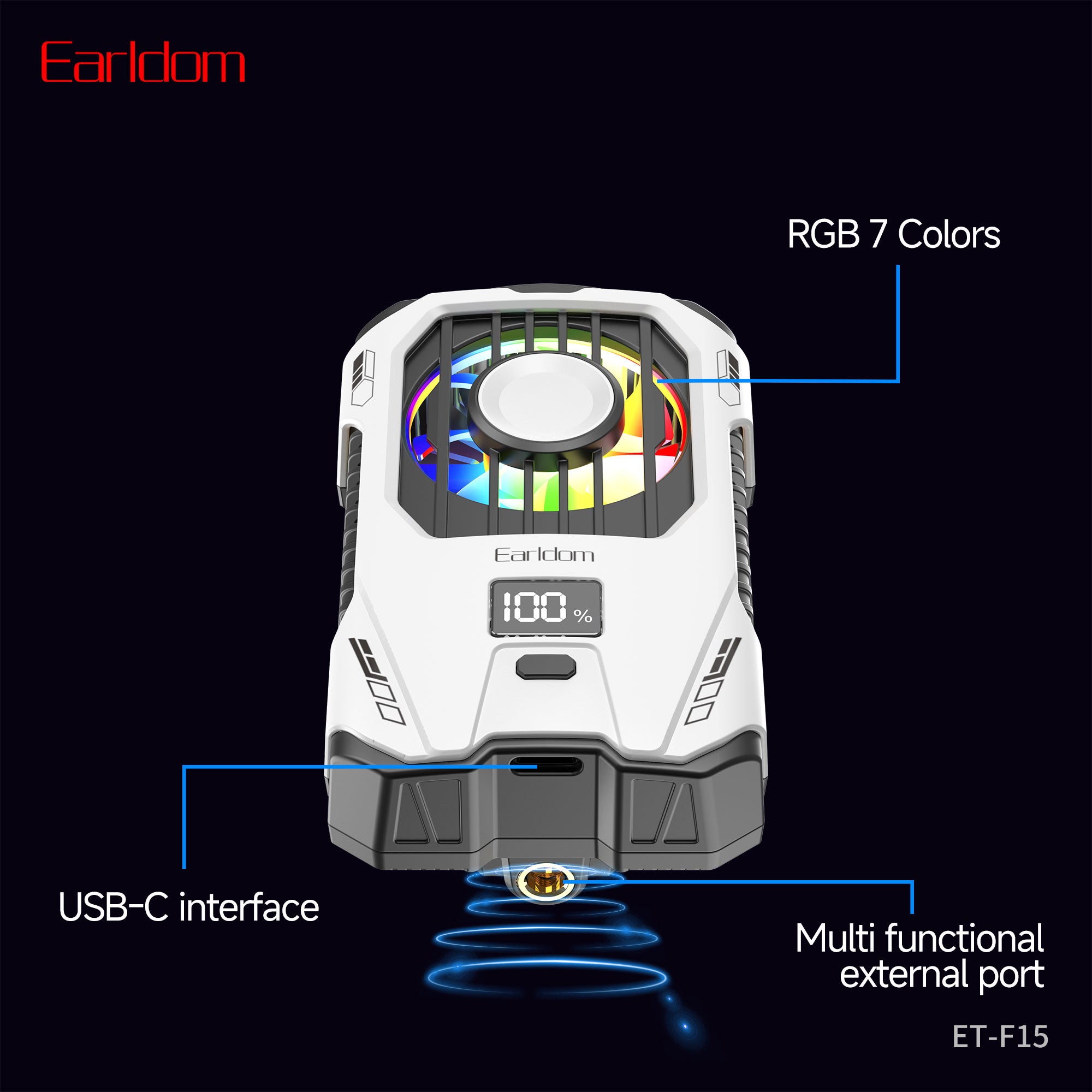 Earldom ET-F15 Fan cooler Phone Cooler 2500mAh - White