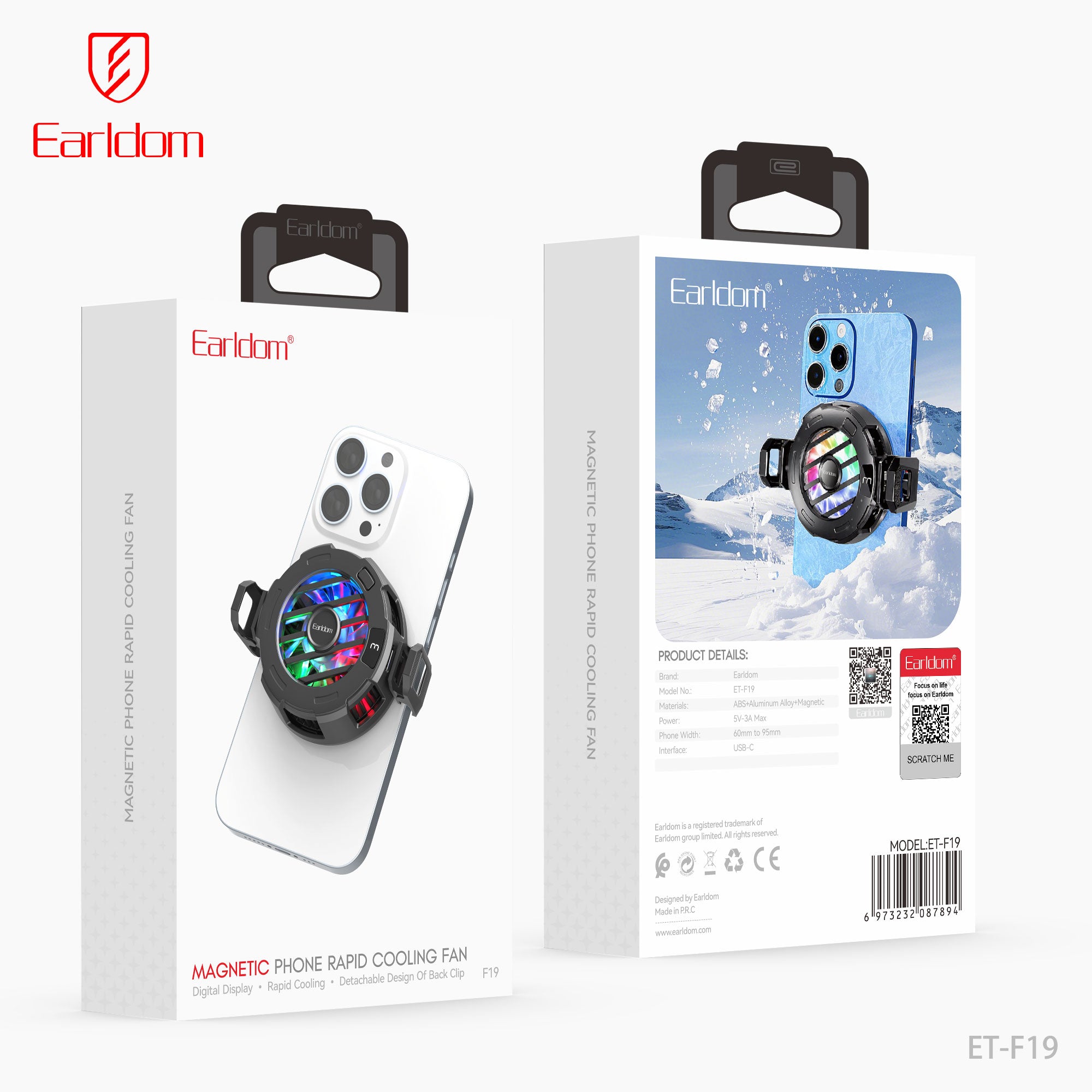 Earldom ET-F19 Fan cooler Phone Cooler - Black