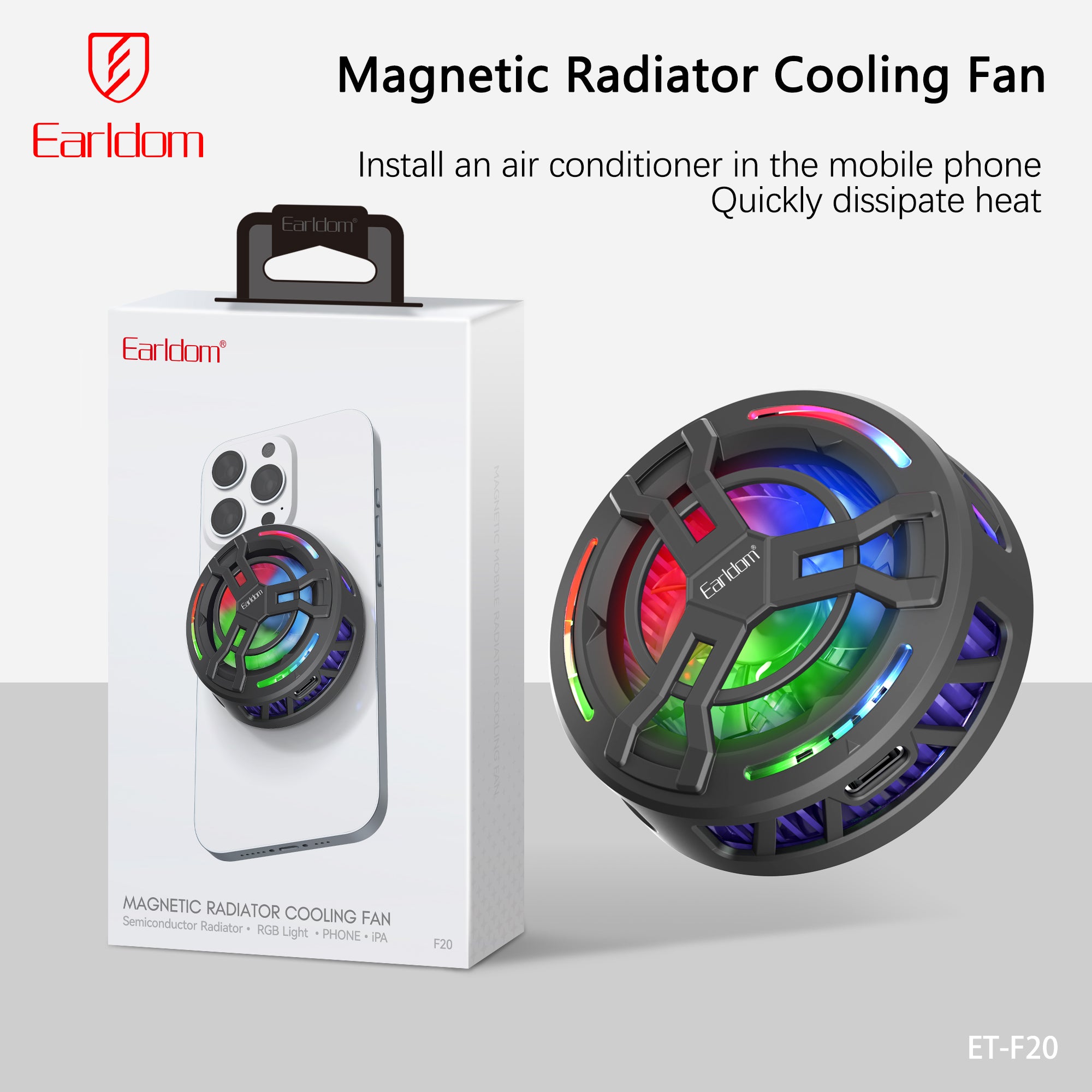 Earldom ET-F20 Fan cooler Phone Cooler 25MM - Black