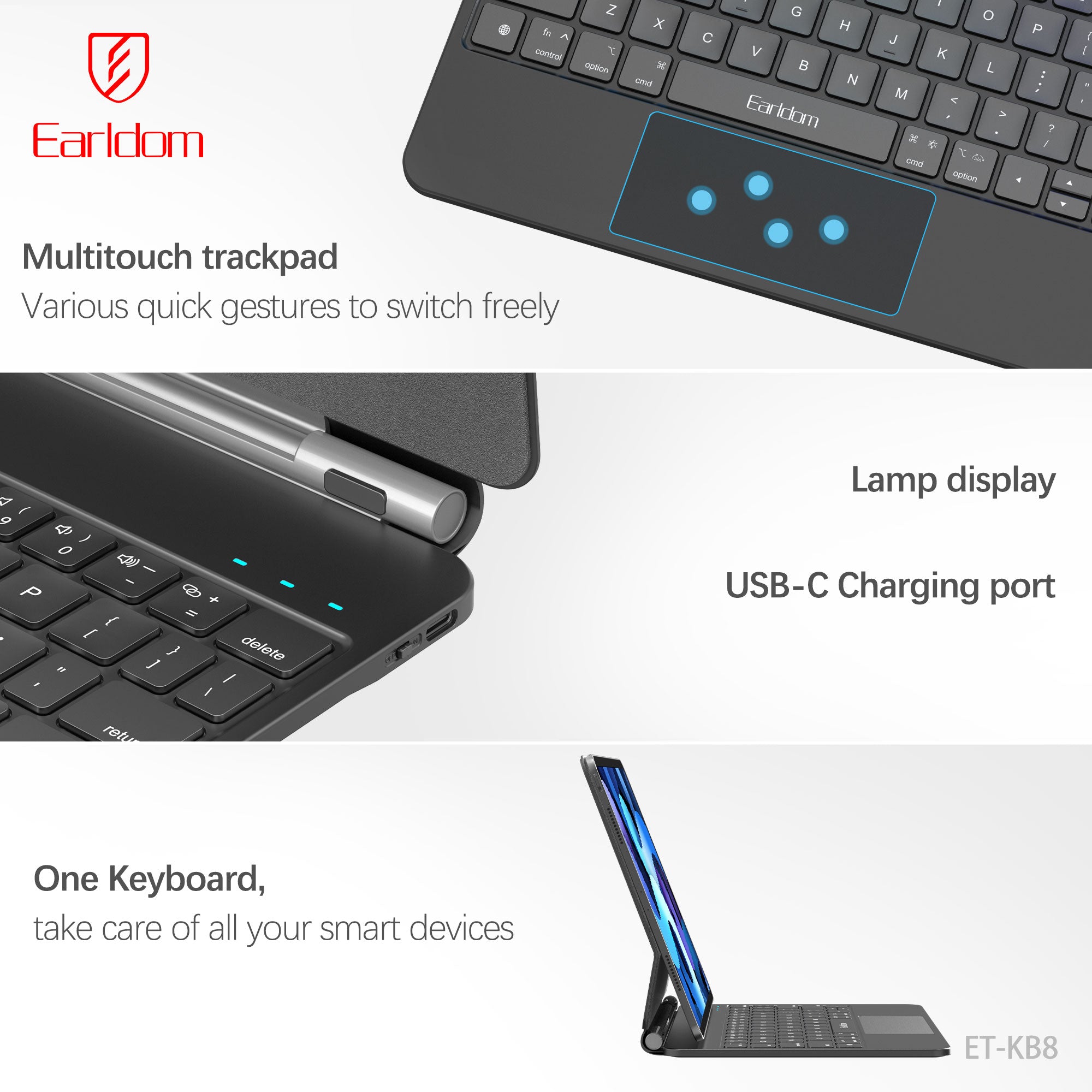 HD_SYNC:ET-KB8 iPad4/5/6 10.9 inches / Pro 11 inches