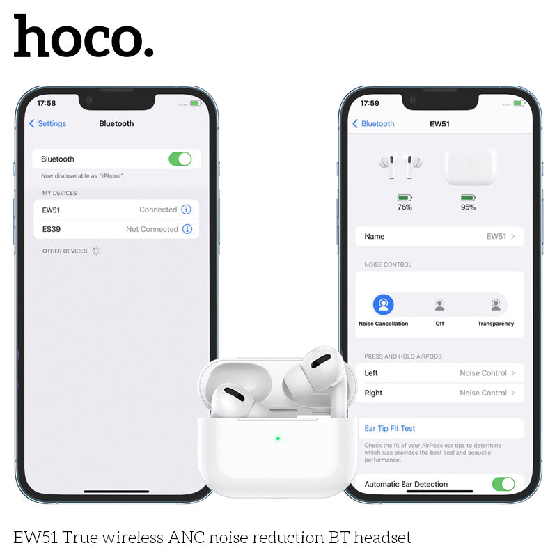 HD_SYNC:EW51 True wireless ANC noise reduction BT headset