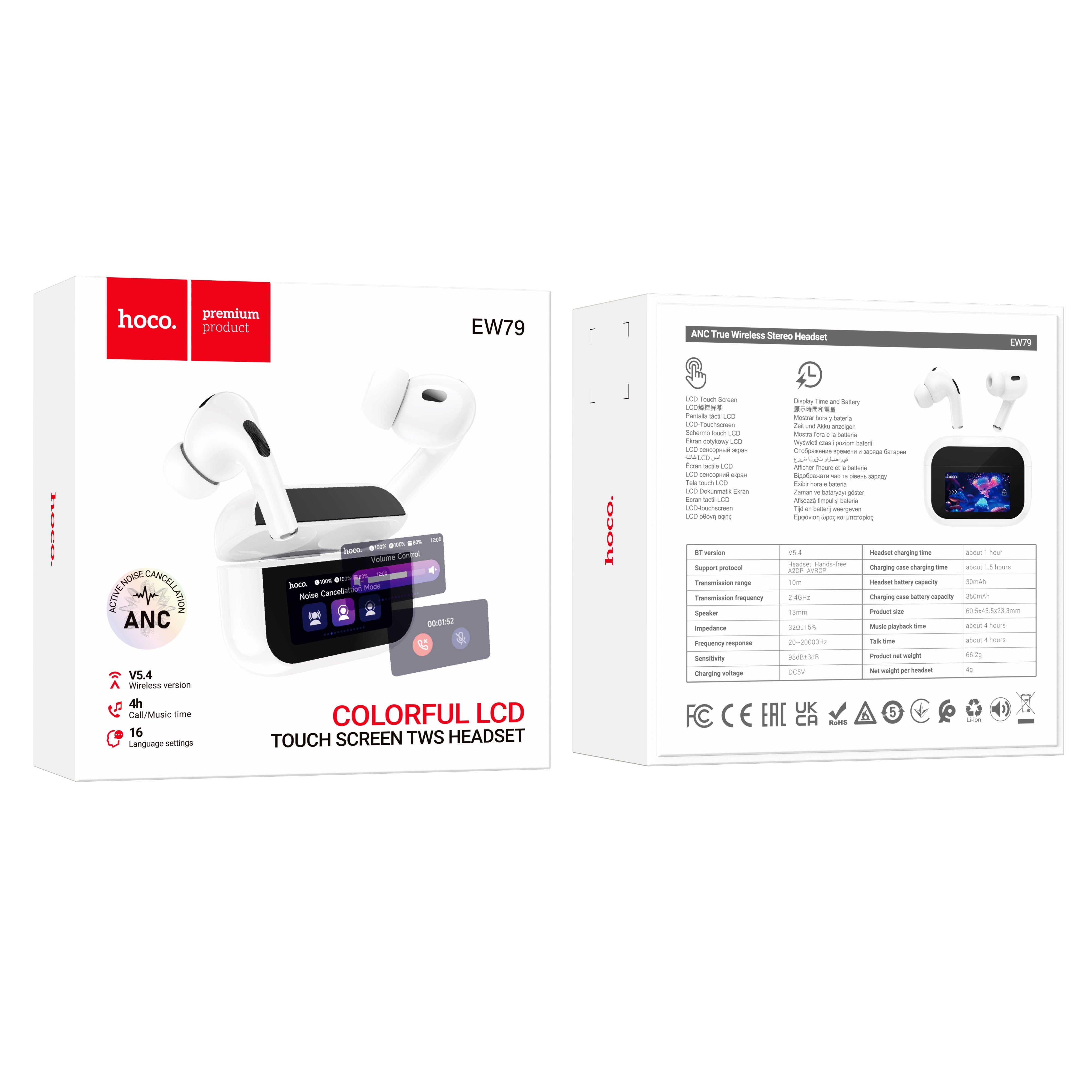 HD_SYNC:EW79 Bright true wireless ANC touch screen BT headset