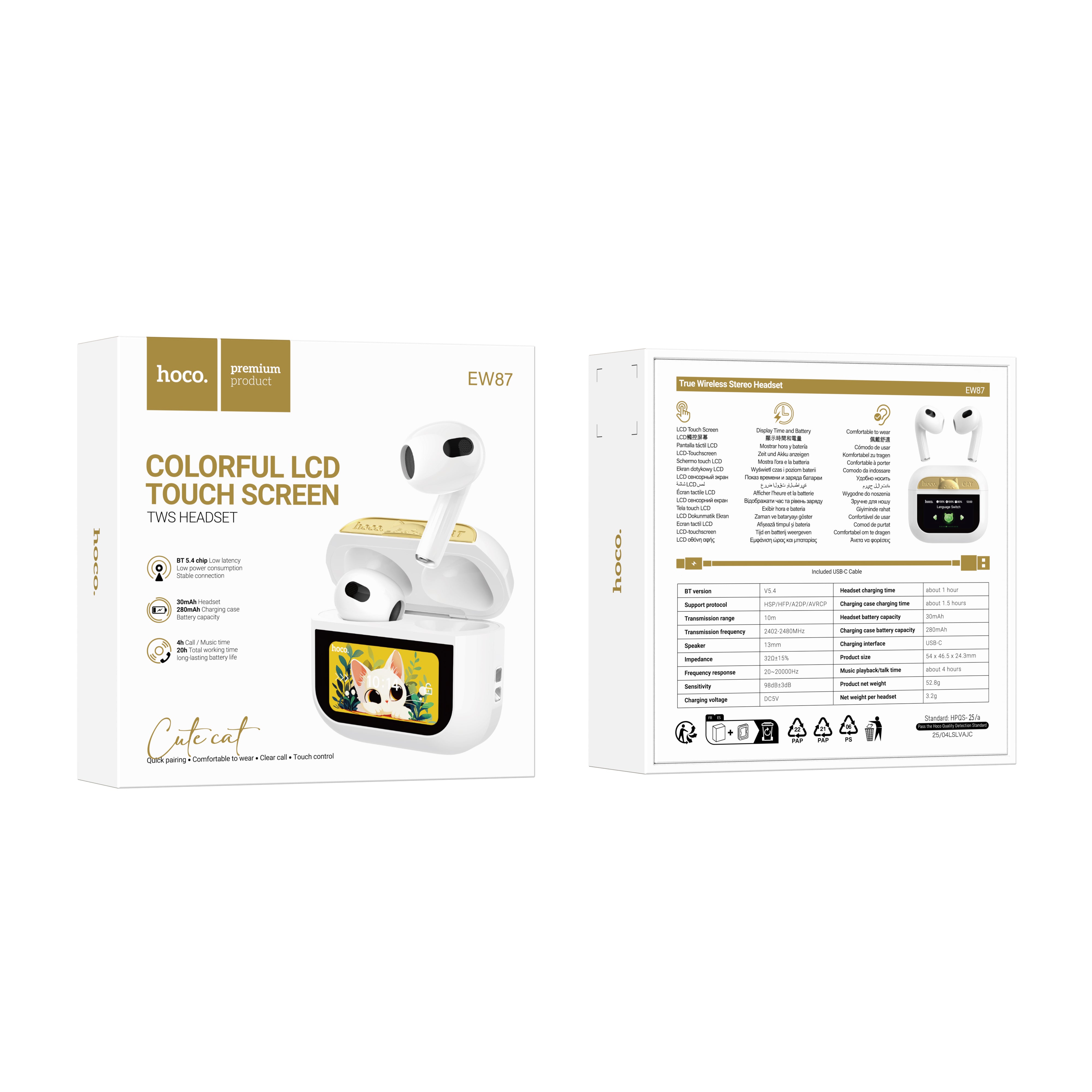 HD_SYNC:EW87 Gata true wireless touch screen BT headset