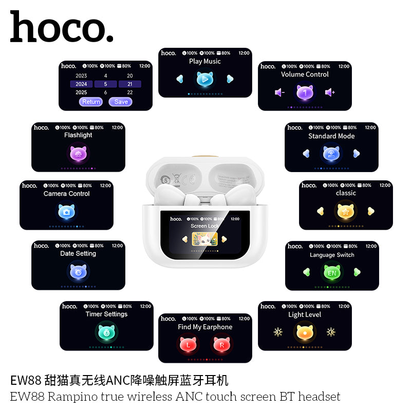 HD_SYNC:EW88 Rampino true wireless ANC touch screen BT headset