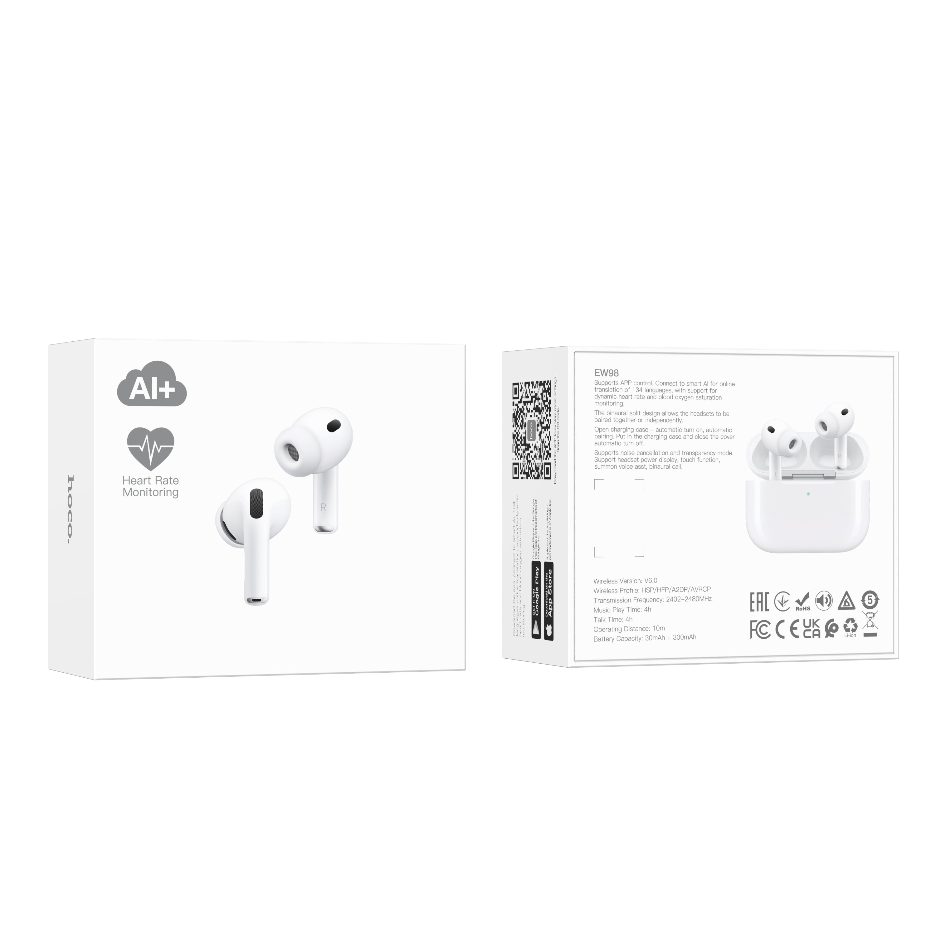 HD_SYNC:EW98 ANC Intelligent AI translation+heart rate monitoring headset(App)
