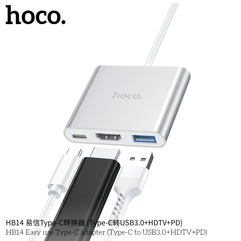 HD_SYNC:HB14 Easy use Type-C adapter(Type-C to USB3.0+HDTV+PD)