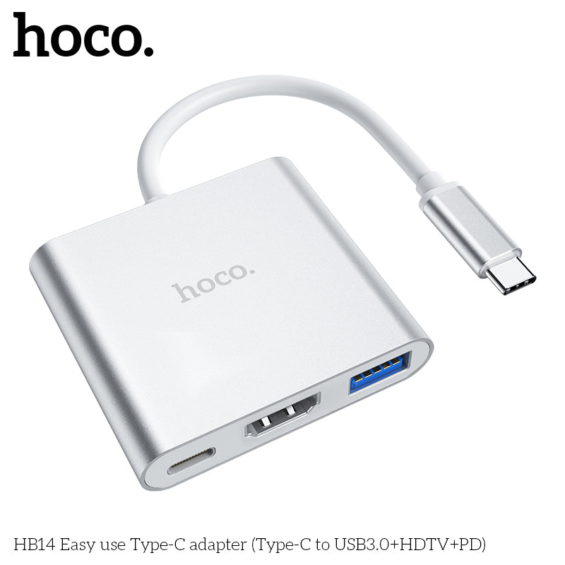 HD_SYNC:HB14 Easy use Type-C adapter(Type-C to USB3.0+HDTV+PD)