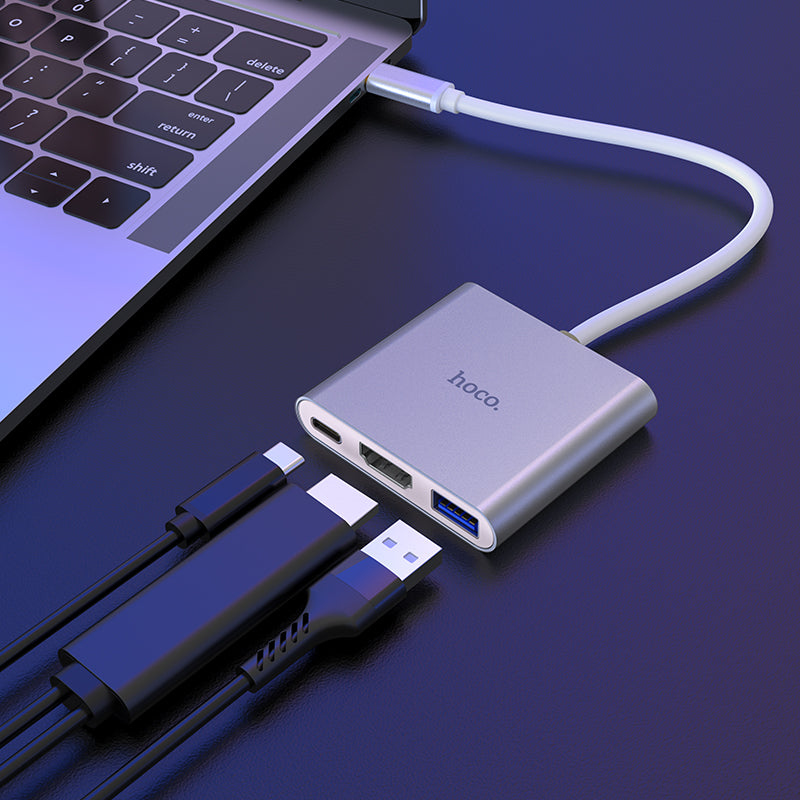 HD_SYNC:HB14 Easy use Type-C adapter(Type-C to USB3.0+HDTV+PD)