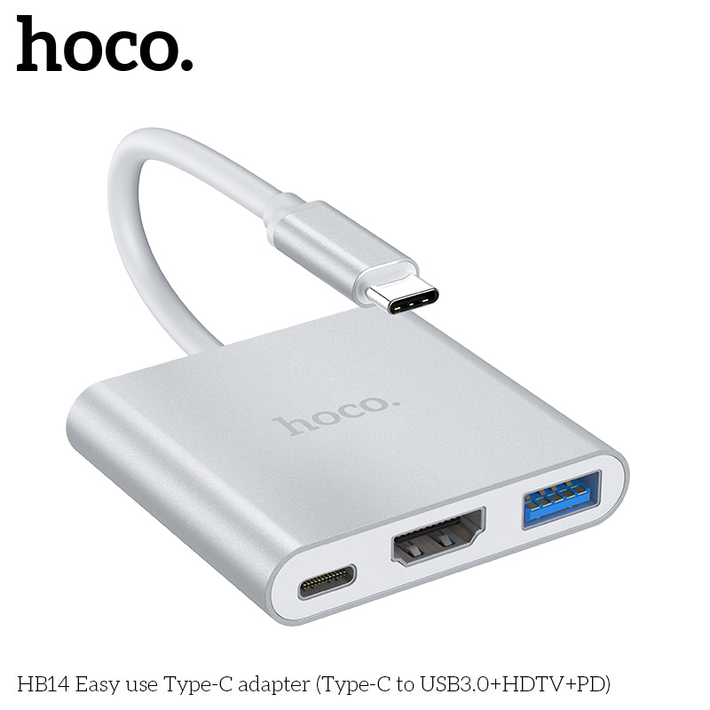 HD_SYNC:HB14 Easy use Type-C adapter(Type-C to USB3.0+HDTV+PD)
