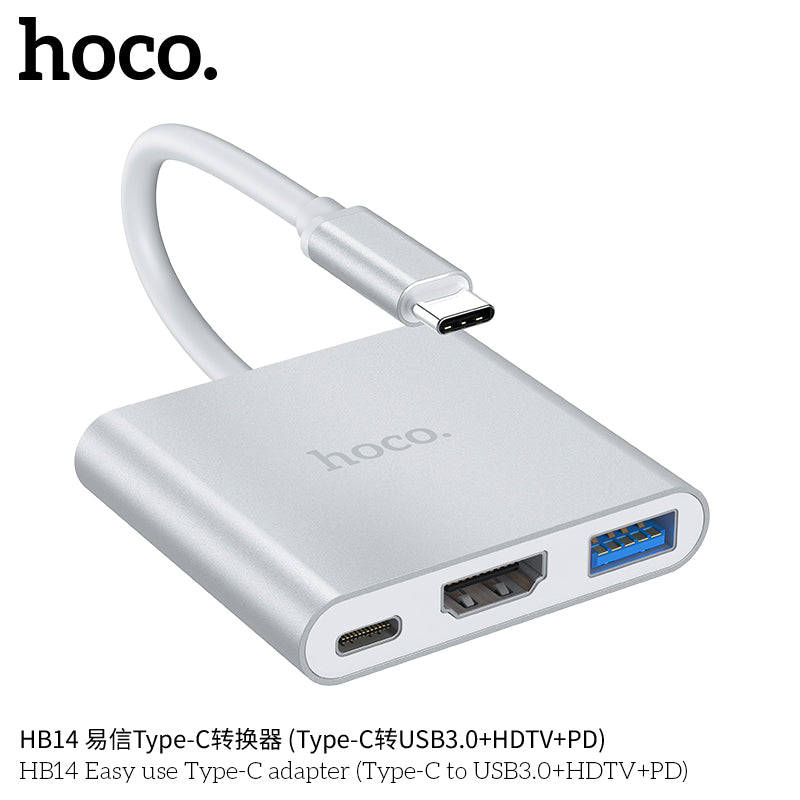 HD_SYNC:HB14 Easy use Type-C adapter(Type-C to USB3.0+HDTV+PD)