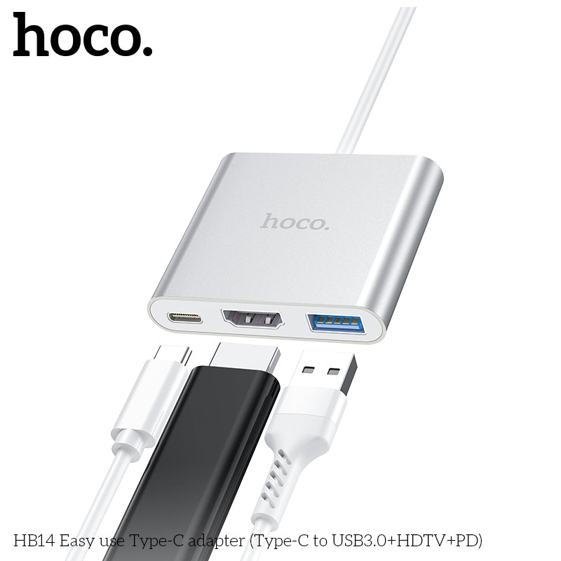 HD_SYNC:HB14 Easy use Type-C adapter(Type-C to USB3.0+HDTV+PD)