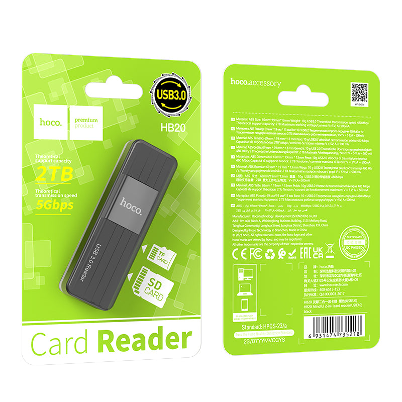 HD_SYNC:HB20 Mindful 2-in-1card reader(USB2.0)