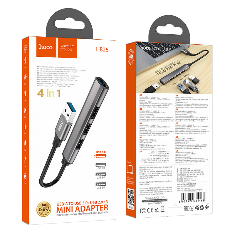 HD_SYNC:HB26 4 in 1 adapter(Type-C to USB3.0+USB2.0*3)