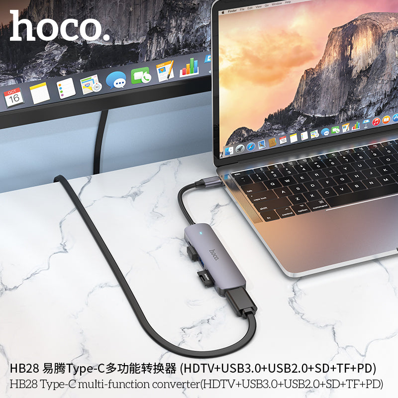 HD_SYNC:HB28 Type-C multi-function converter(HDTV+USB3.0+USB2.0+SD+TF+PD)
