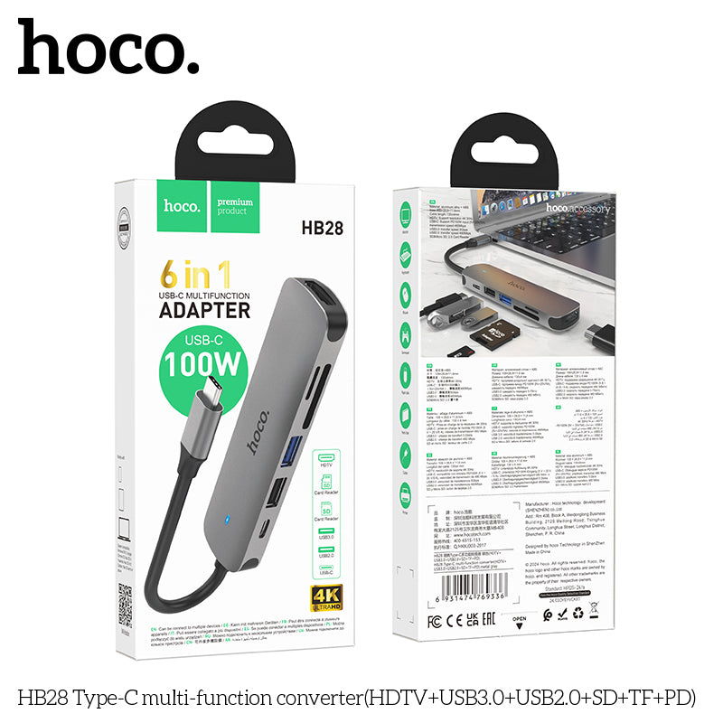 HD_SYNC:HB28 Type-C multi-function converter(HDTV+USB3.0+USB2.0+SD+TF+PD)