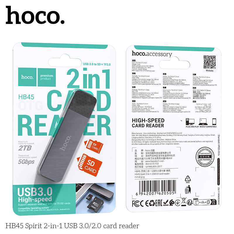 HD_SYNC:HB45 Spirit 2-in-1 USB/Type-C 2.0 card reader