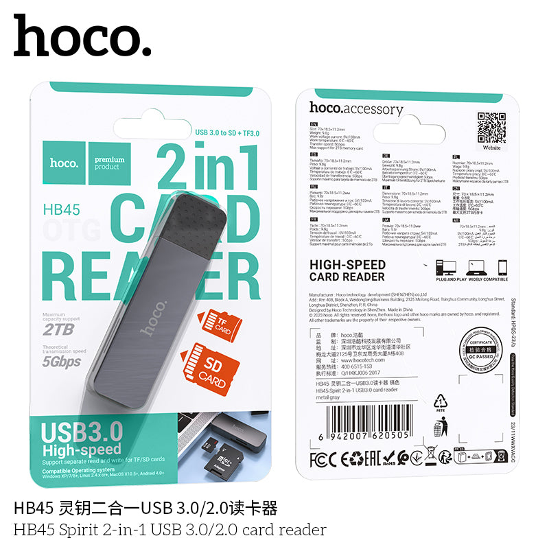 HD_SYNC:HB45 Spirit 2-in-1 USB/Type-C 3.0 card reader