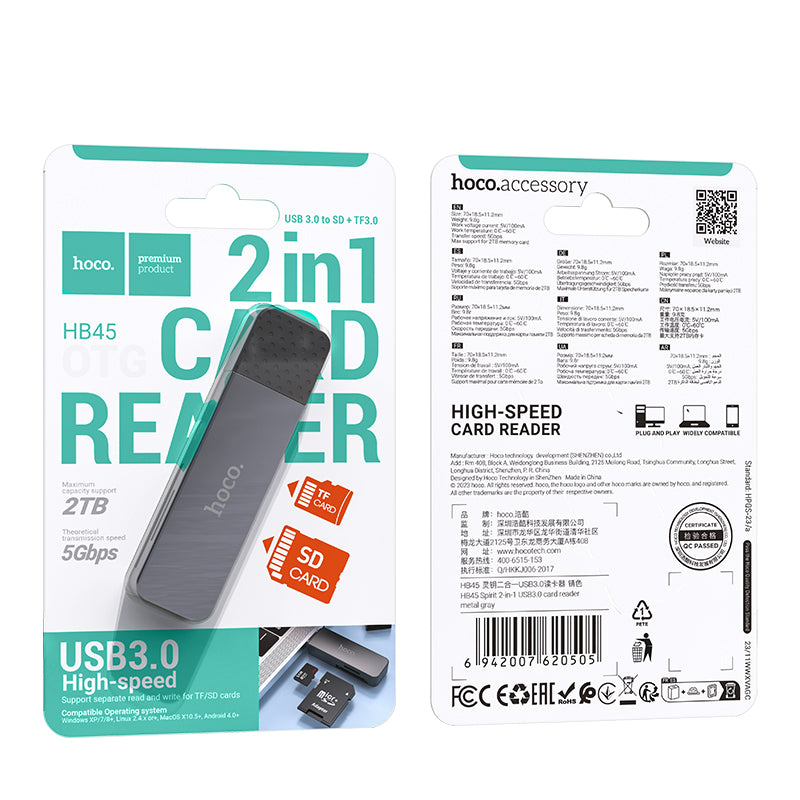 HD_SYNC:HB45 Spirit 2-in-1 USB/Type-C 3.0 card reader