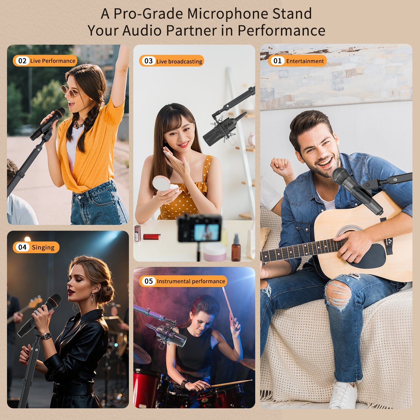 Lanparte Floor-Standing Live Broadcast Microphone Stand Microphone Recording Cantilever Floor-Standing Stand Live Broadcast Karaoke