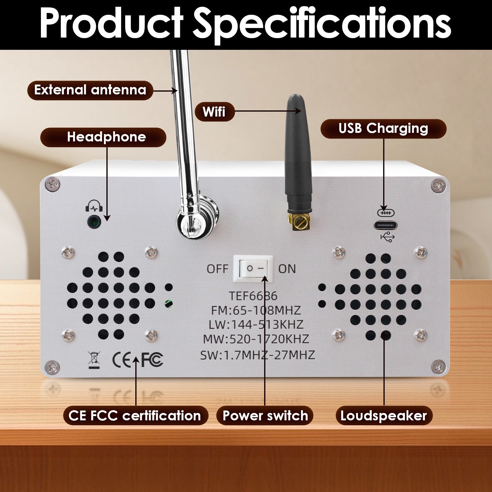 Cross-Border Full-Band Radio Receiver Tef6686 Digital High-Sensitivity Fm Am Radio