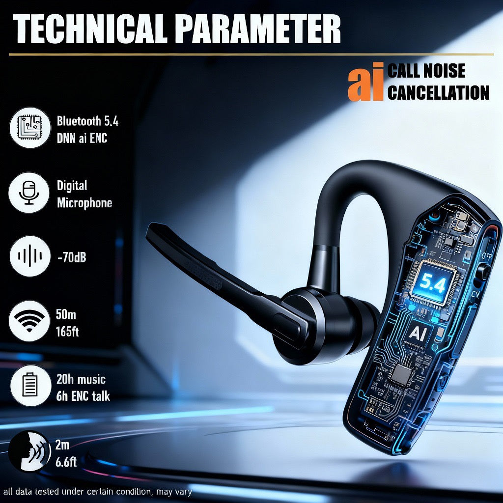 Ai Noise Reduction for Calls, Cross-Border 70db A8H Single-Ear Earphone with Dnn Neural Network