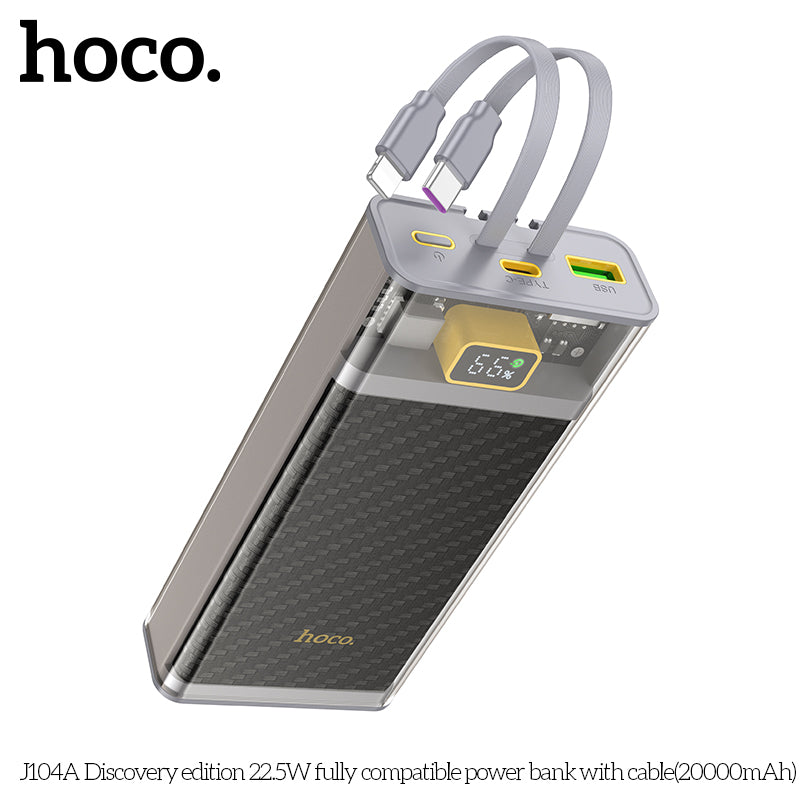 HD_SYNC:J104A Discovery edition 22.5W fully compatible power bank with cable(20000mAh)