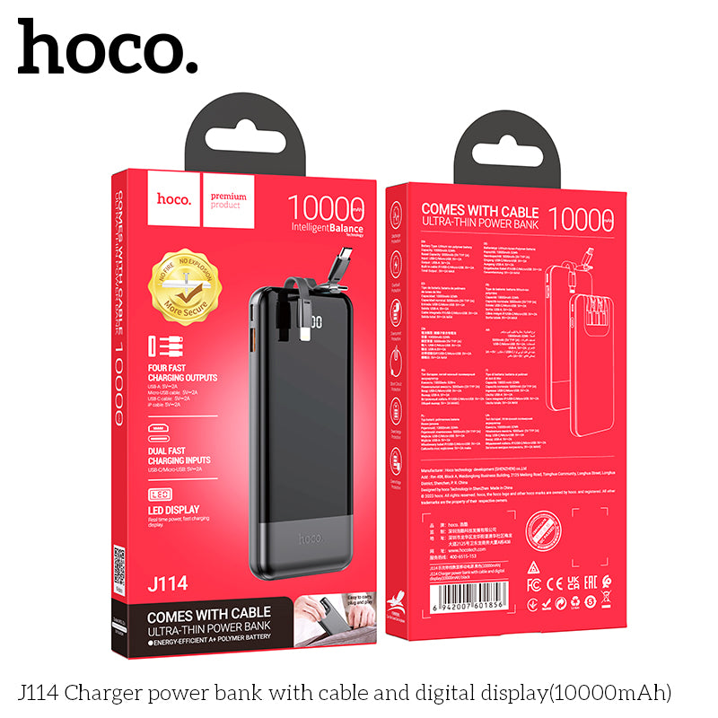 HD_SYNC:J114 Charger power bank with cable and digital display(10000mAh)