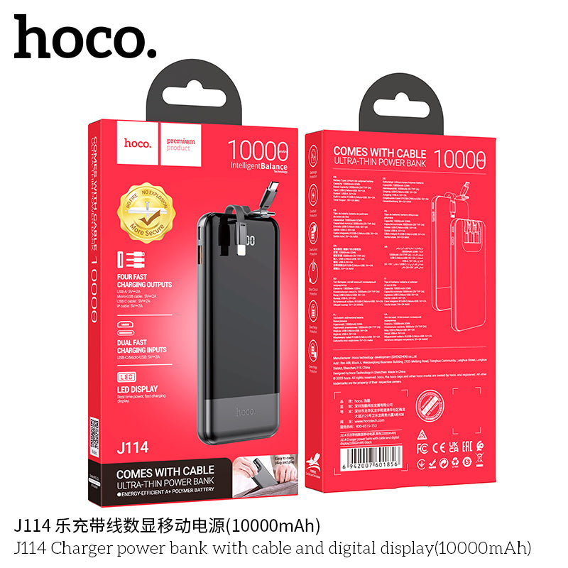 HD_SYNC:J114 Charger power bank with cable and digital display(10000mAh)