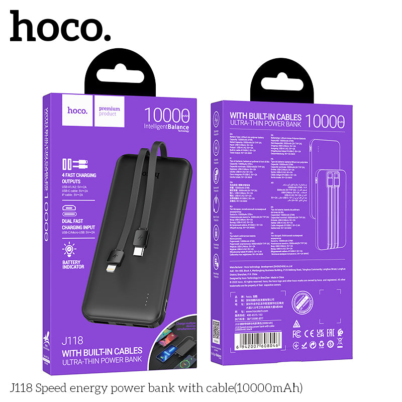 HD_SYNC:J118 Speed energy power bank with cable(10000mAh)
