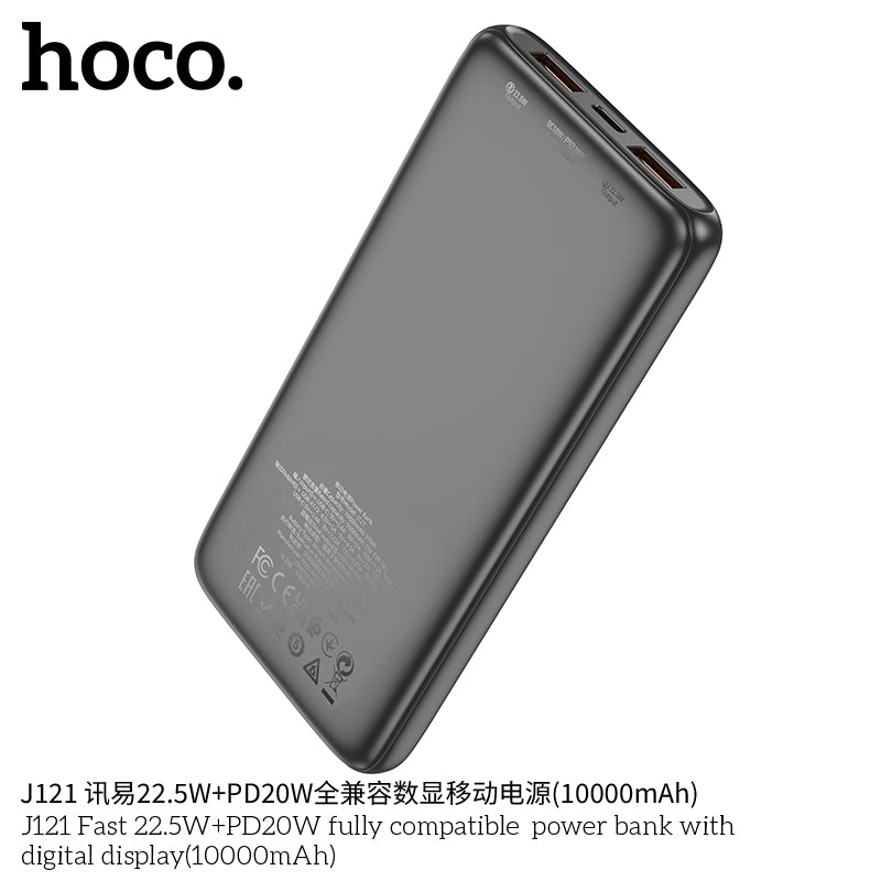 HD_SYNC:J121 Fast 22.5W+PD20W fully compatible power bank with digital display(10000mAh)