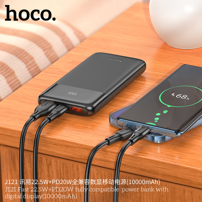 HD_SYNC:J121 Fast 22.5W+PD20W fully compatible power bank with digital display(10000mAh)
