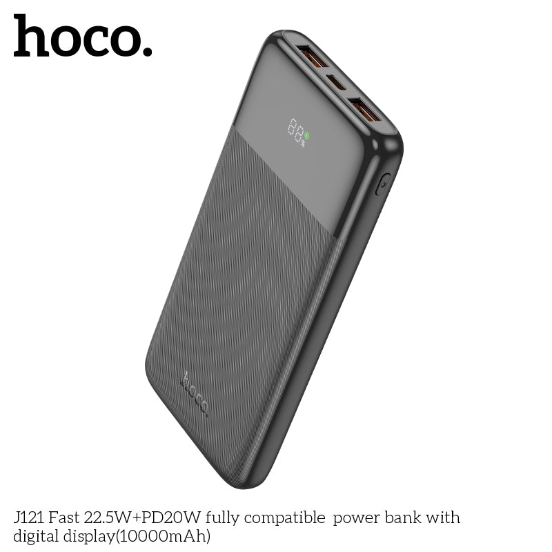 HD_SYNC:J121 Fast 22.5W+PD20W fully compatible power bank with digital display(10000mAh)