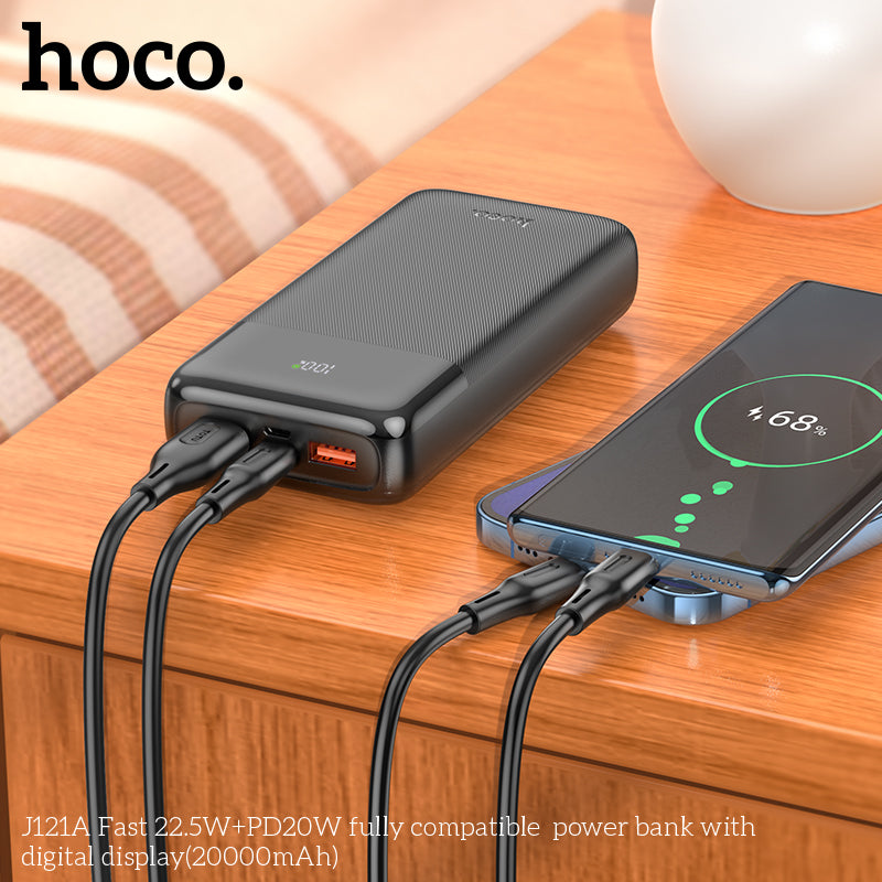 HD_SYNC:J121A Fast 22.5W+PD20W fully compatible power bank with digital display(20000mAh)