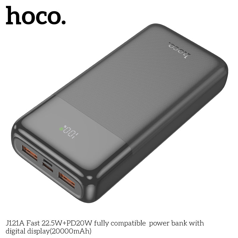 HD_SYNC:J121A Fast 22.5W+PD20W fully compatible power bank with digital display(20000mAh)