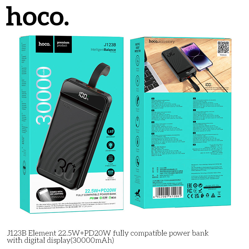 HD_SYNC:J123B Element 22.5W+PD20W fully compatible power bank with digital display(30000mAh)