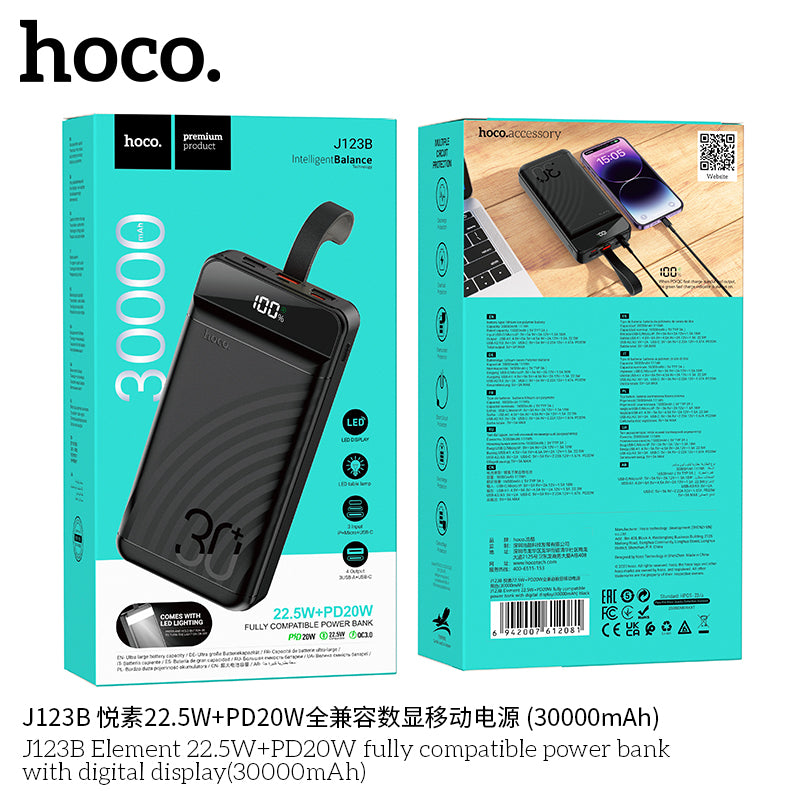 HD_SYNC:J123B Element 22.5W+PD20W fully compatible power bank with digital display(30000mAh)