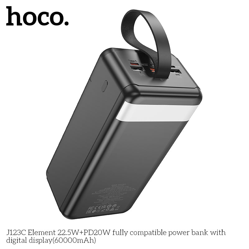 HD_SYNC:J123C Element 22.5W+PD20W fully compatible power bank with digital display(60000mAh)